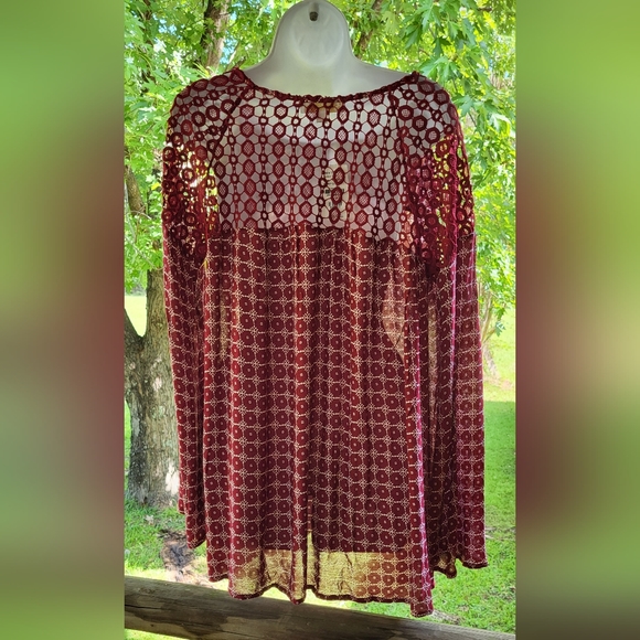 Weekend by Suzanne Betro WINE COLOR BLOUSE SIZE 1X (nwt) - Picture 2 of 6